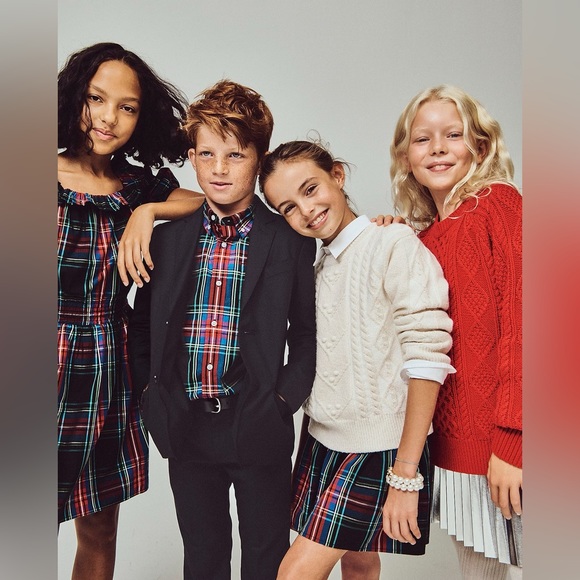 J. Crew Girls' puff-sleeve dress in black Stewart tartan - Picture 4 of 4